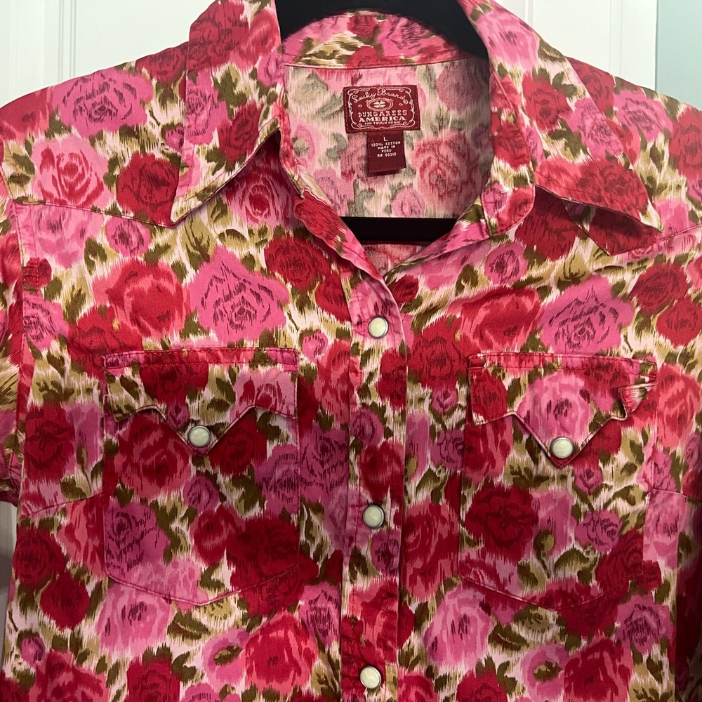 Lucky Brand Pink & Red Floral Button-Front Shirt